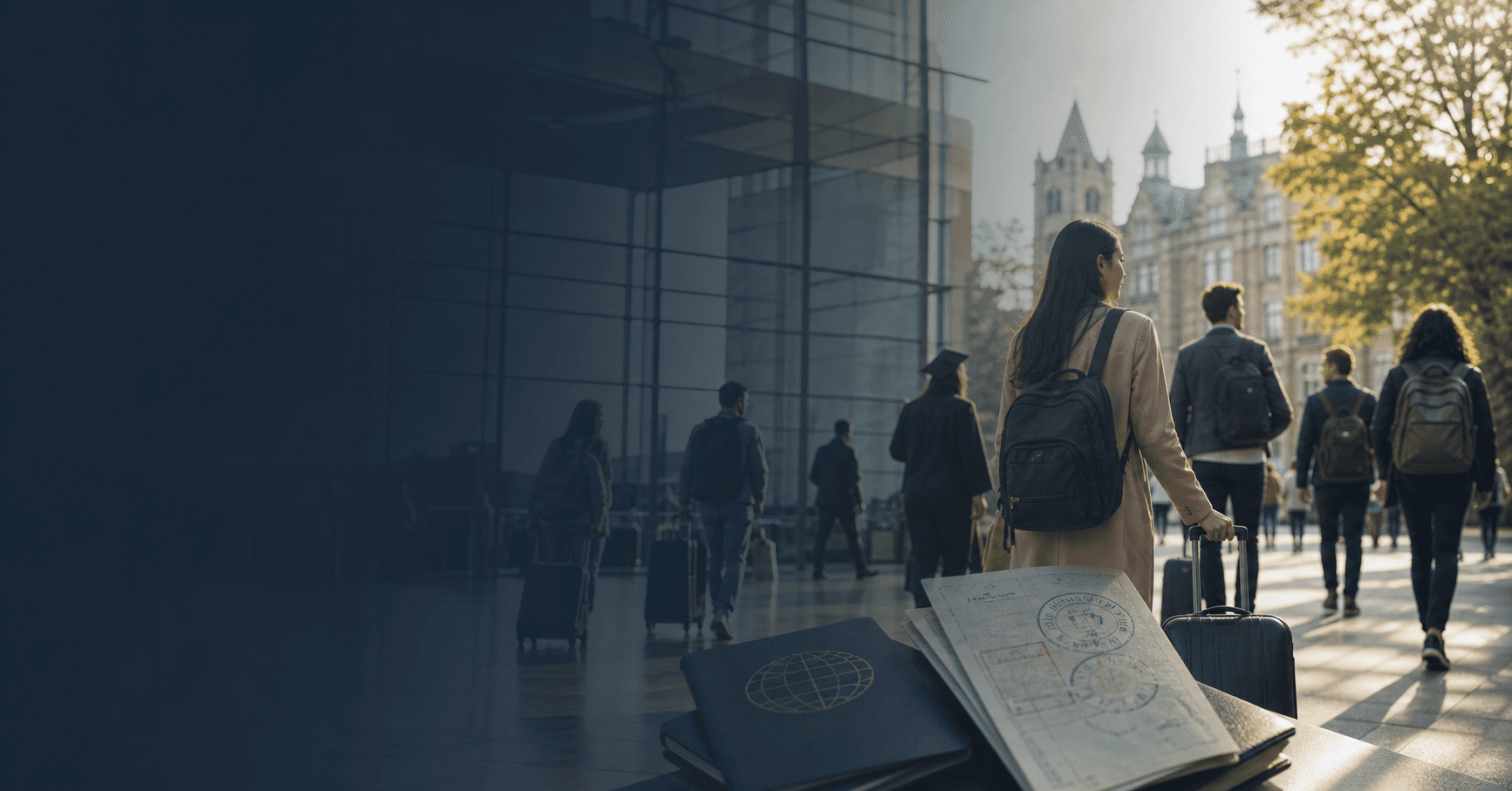 Students and professionals beginning an international education journey